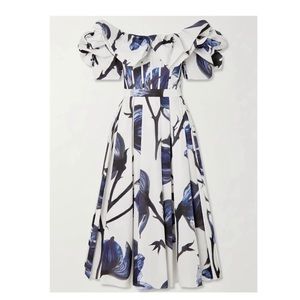 Alexander McQueen Ruffled Floral-Print Cotton Poplin Corset Maxi Dress